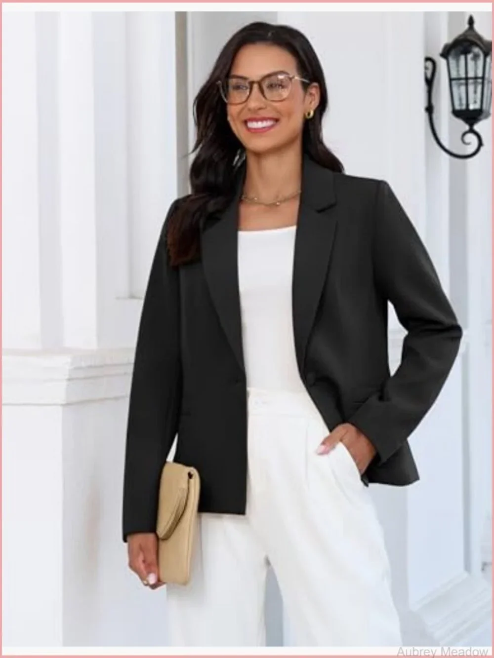 Professional Blazer with Pockets Structured Suit Jacket